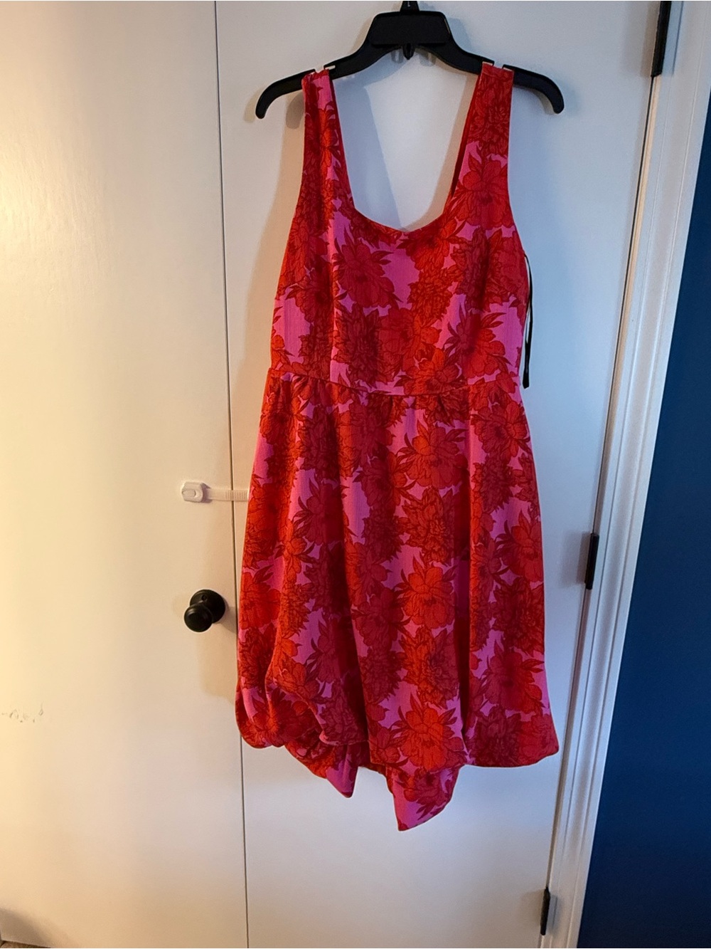 Nina Leonard Pink and Red Floral Scoop-Neck Girls' Dress